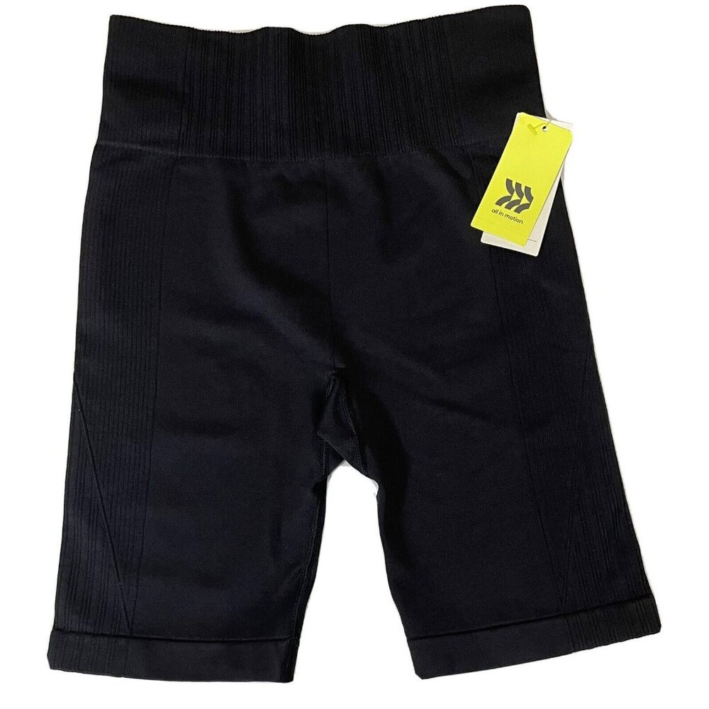 NWT All In Motion Womens sz M Bike Shorts Black High Rise Contour